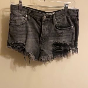 free people black distressed jean shorts